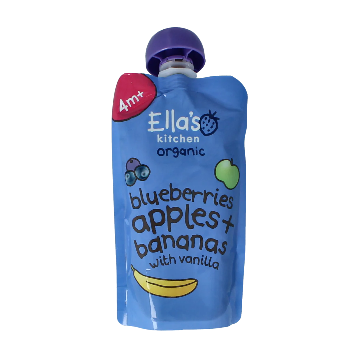 Ella’s Kitchen Blueberries apples & bananas & vanille 4+ mnd bio 120.00 Gram