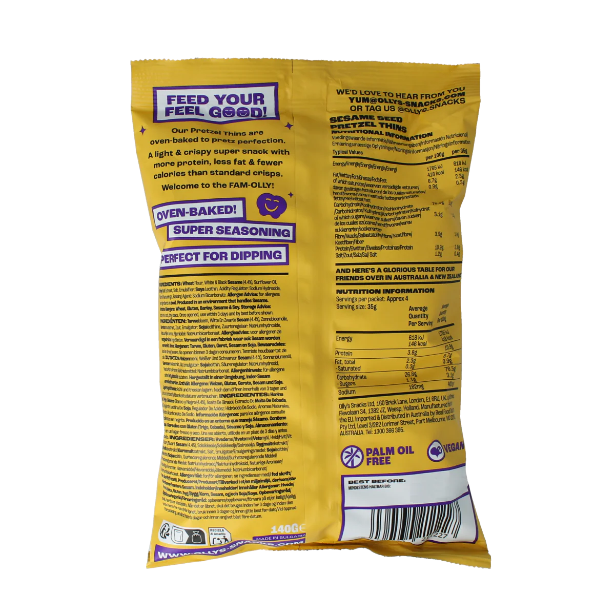 Olly’s Pretzels sesame 140.00 Gram