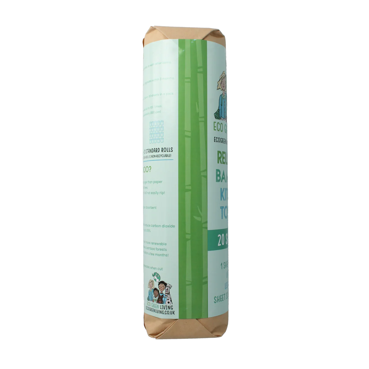 Eco Green Living Keukenrol bamboo 20 vellen 1.00 Rol
