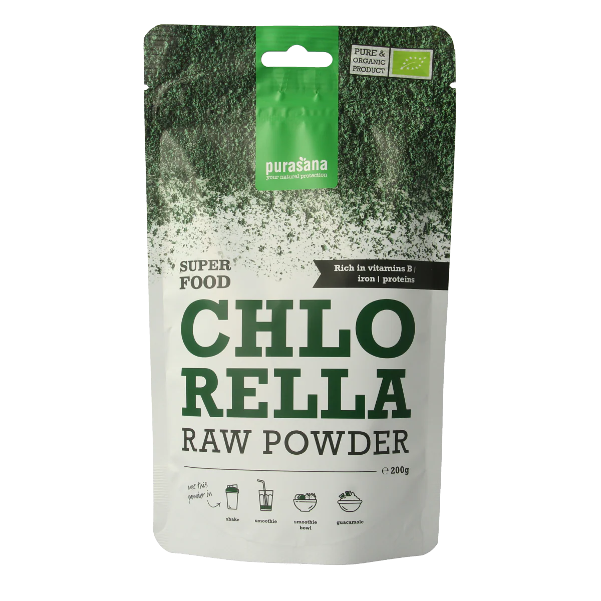 Purasana Chlorella poeder vegan bio 200.00 Gram