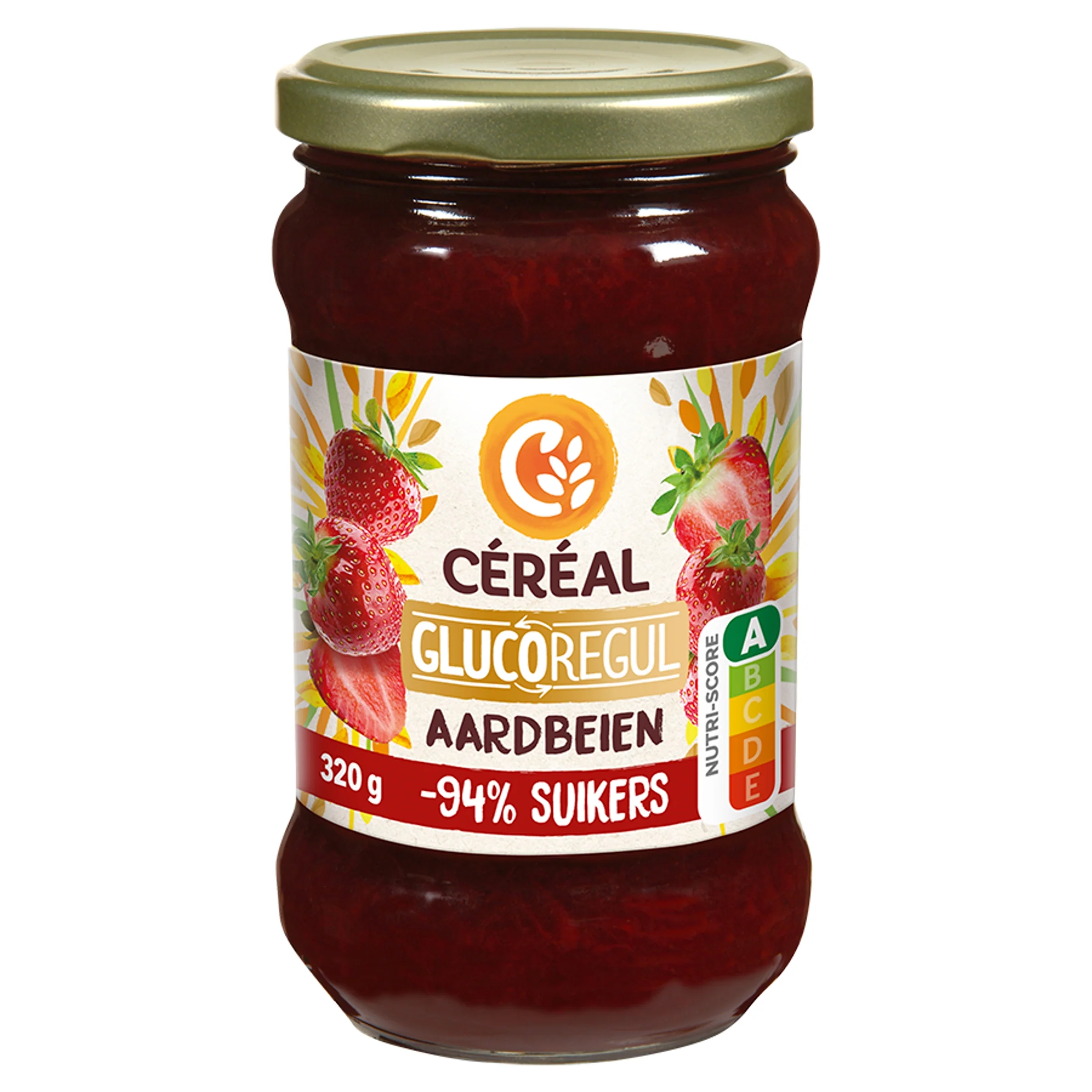 Cereal Aardbeienjam minder suikers 320 Gram
