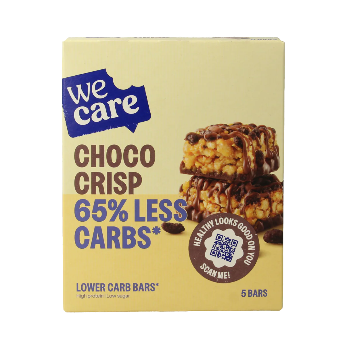 WeCare Lower kcal/carb bars choco crisp 150.00 Gram