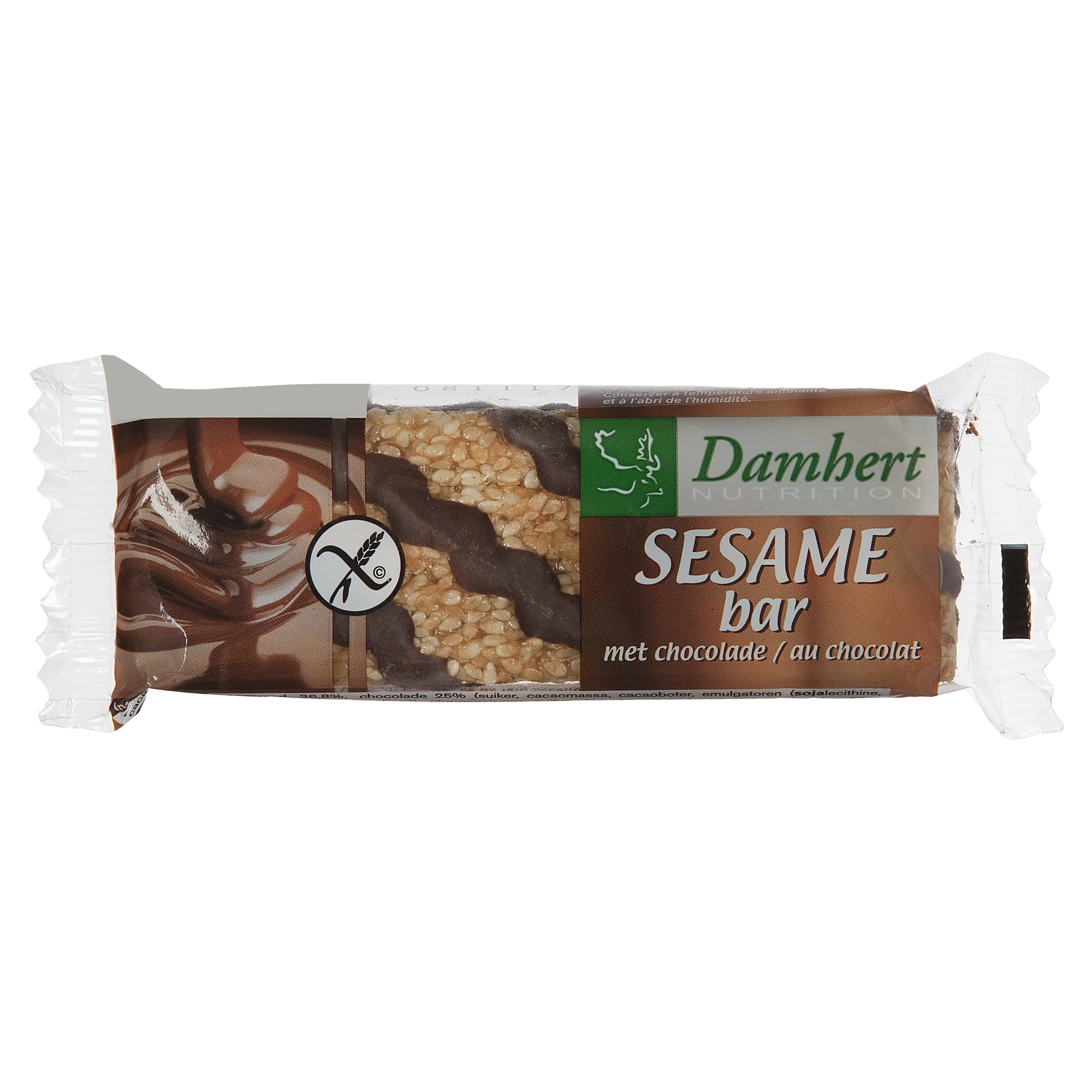 Damhert Sesambar chocolade glutenvrij 45.00 Gram