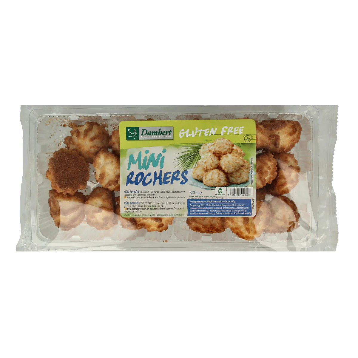 Damhert Mini kokosrotsen glutenvrij 300.00 Gram