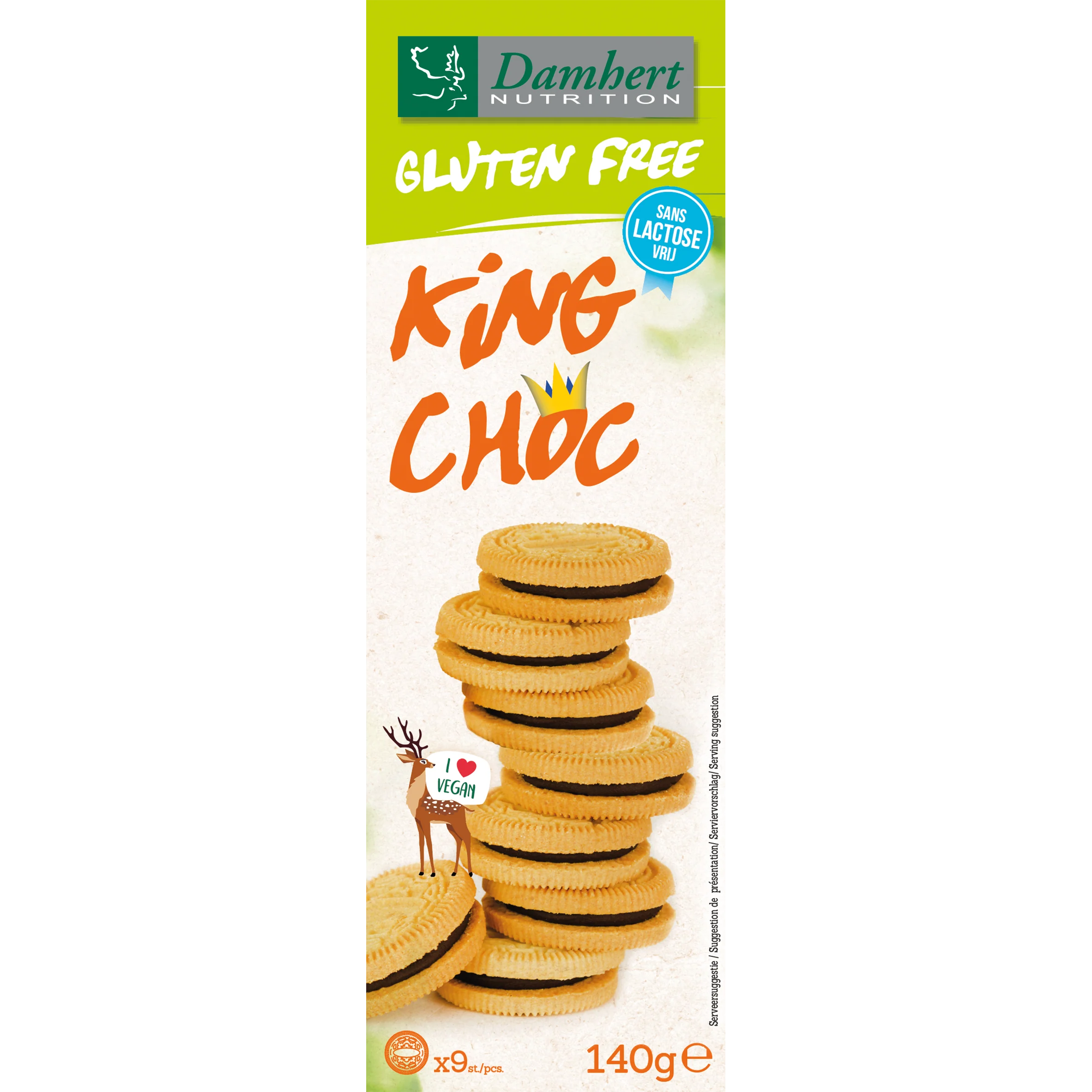 Damhert King chocolade koekjes lactose vrij 140.00 Gram