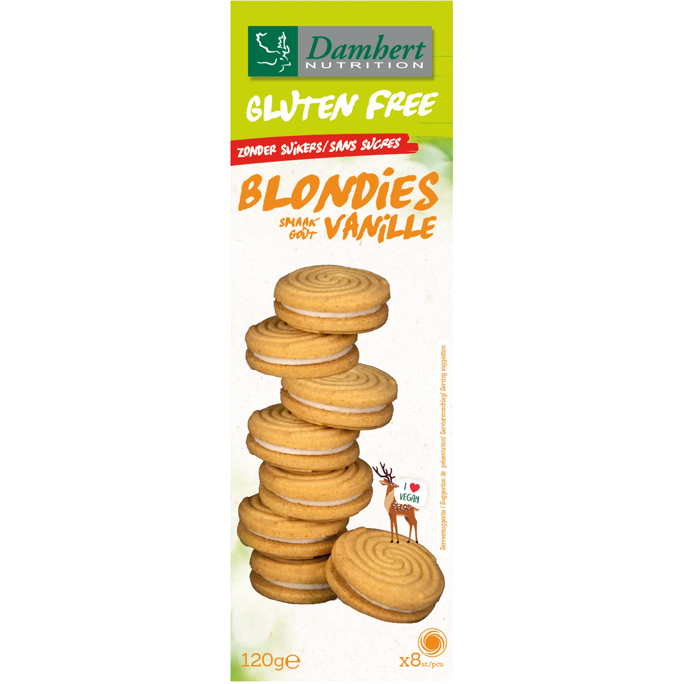 Damhert Glutenvrije blondies zonder suiker 120.00 Gram