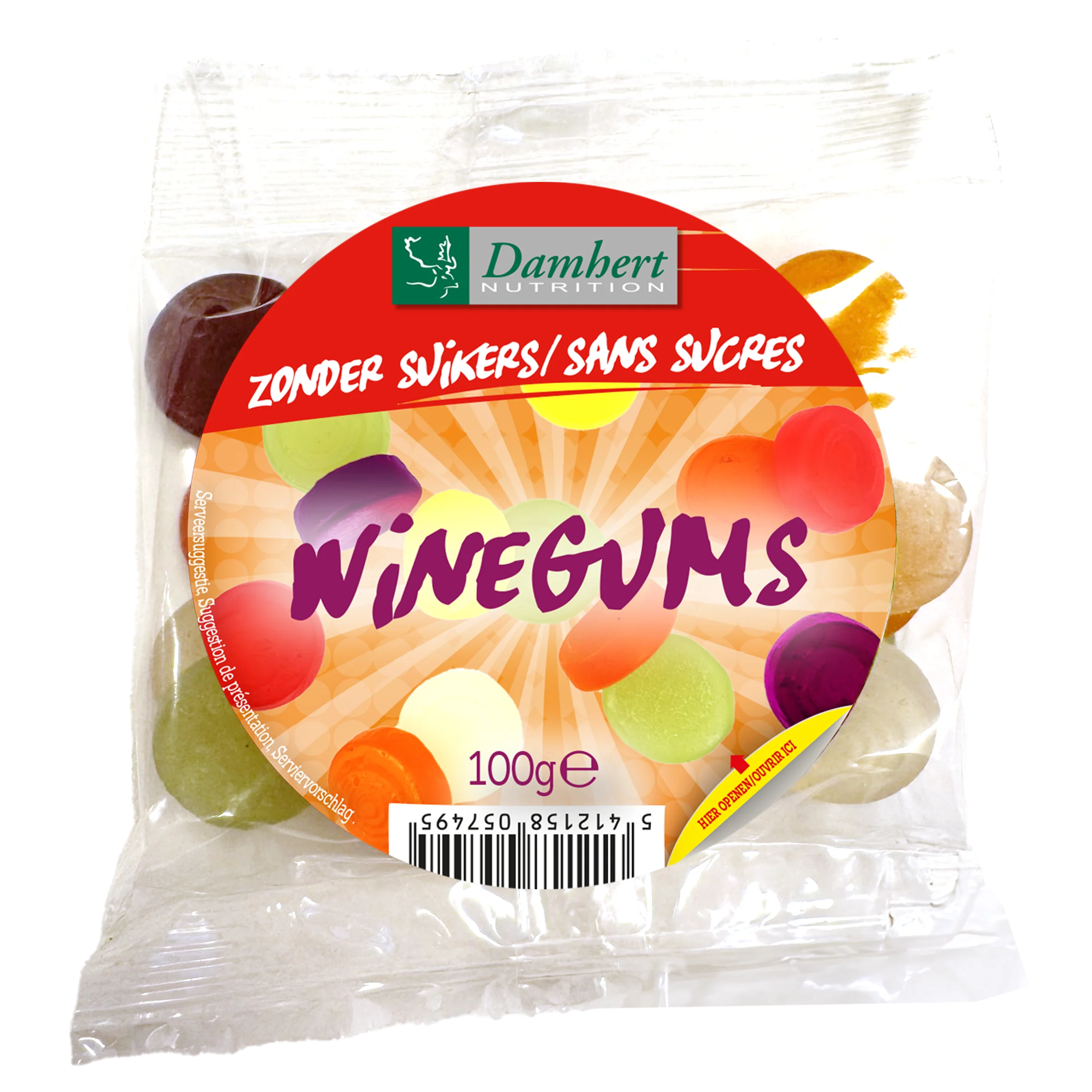 Damhert Winegums suikervrij 100.00 Gram