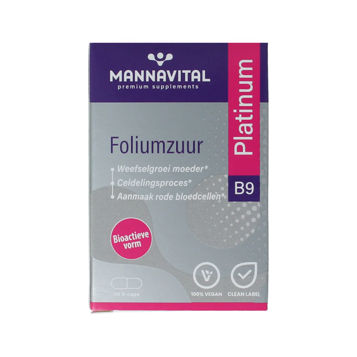 Mannavital Foliumzuur platinum 90.00 Vegetarische capsules