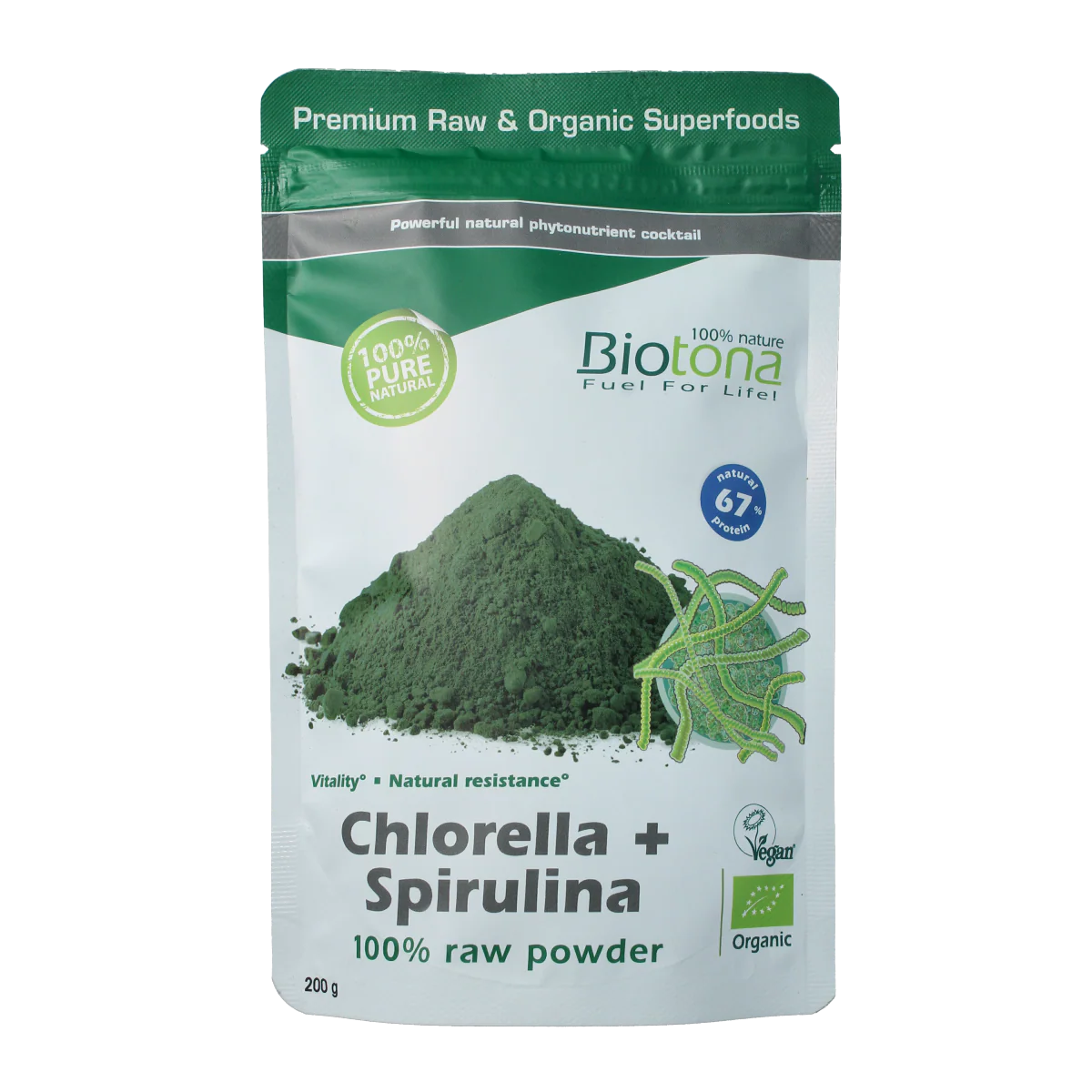 Biotona Chlorella & spirulina raw powder bio 200.00 Gram