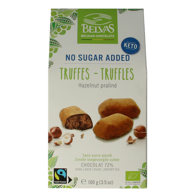 Belvas Hazelnoot praline truffels bio 100 Gram