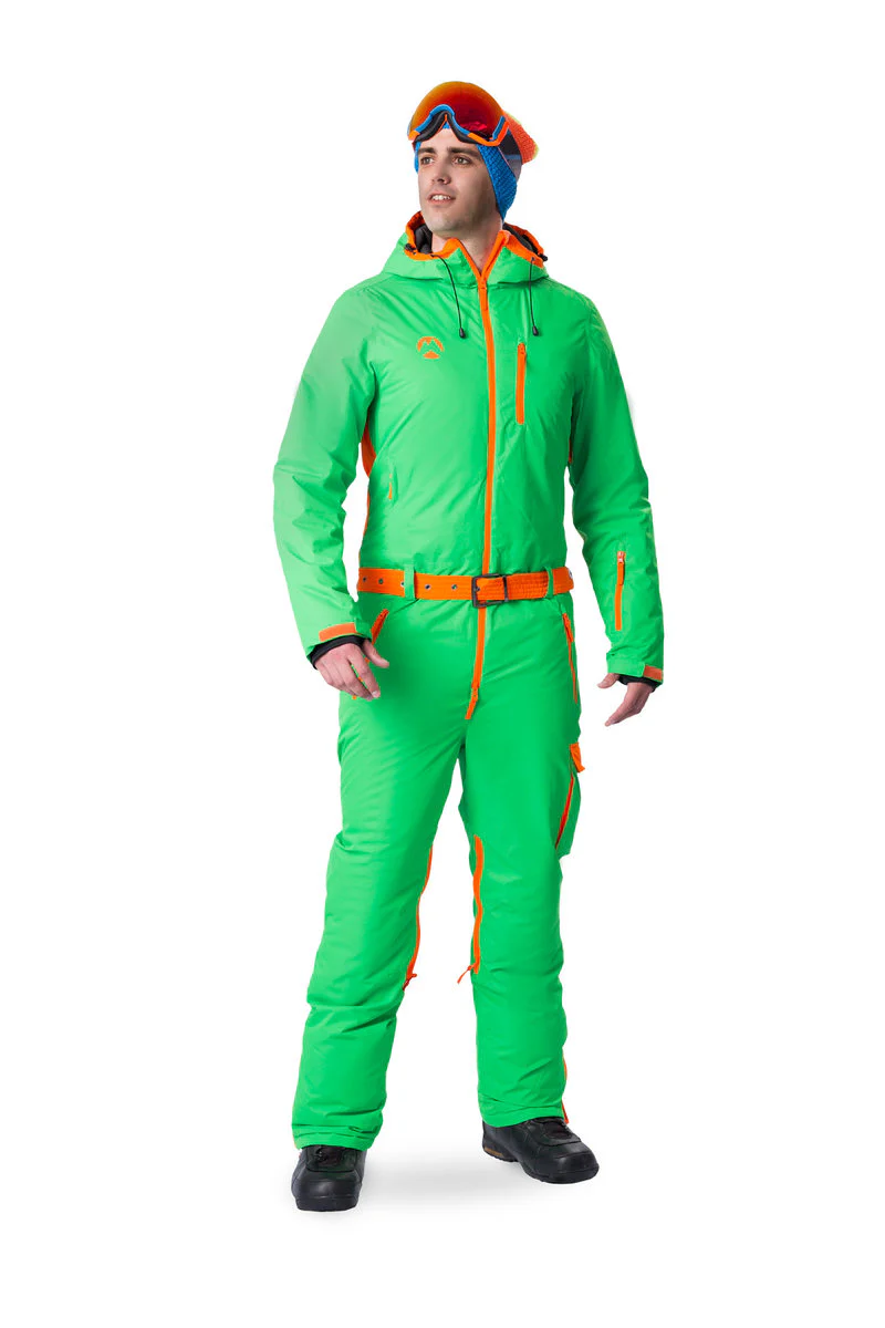 Snowsuits Gletsjer Guy Onesie Skipak Heren – Groen/Oranje