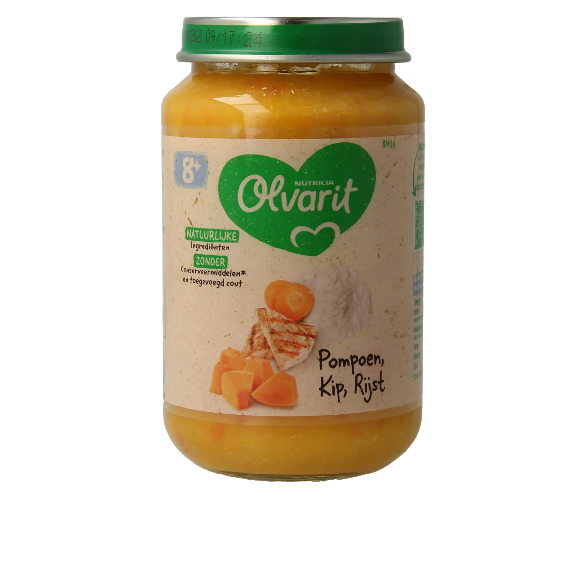 Olvarit Pompoen kip rijst 8M14 200.00 Gram