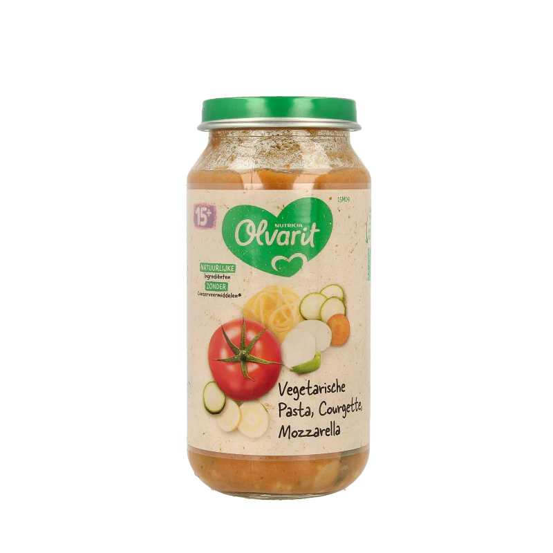 Olvarit Vegetarische pasta courgette mozzarella 15M09 250 Gram