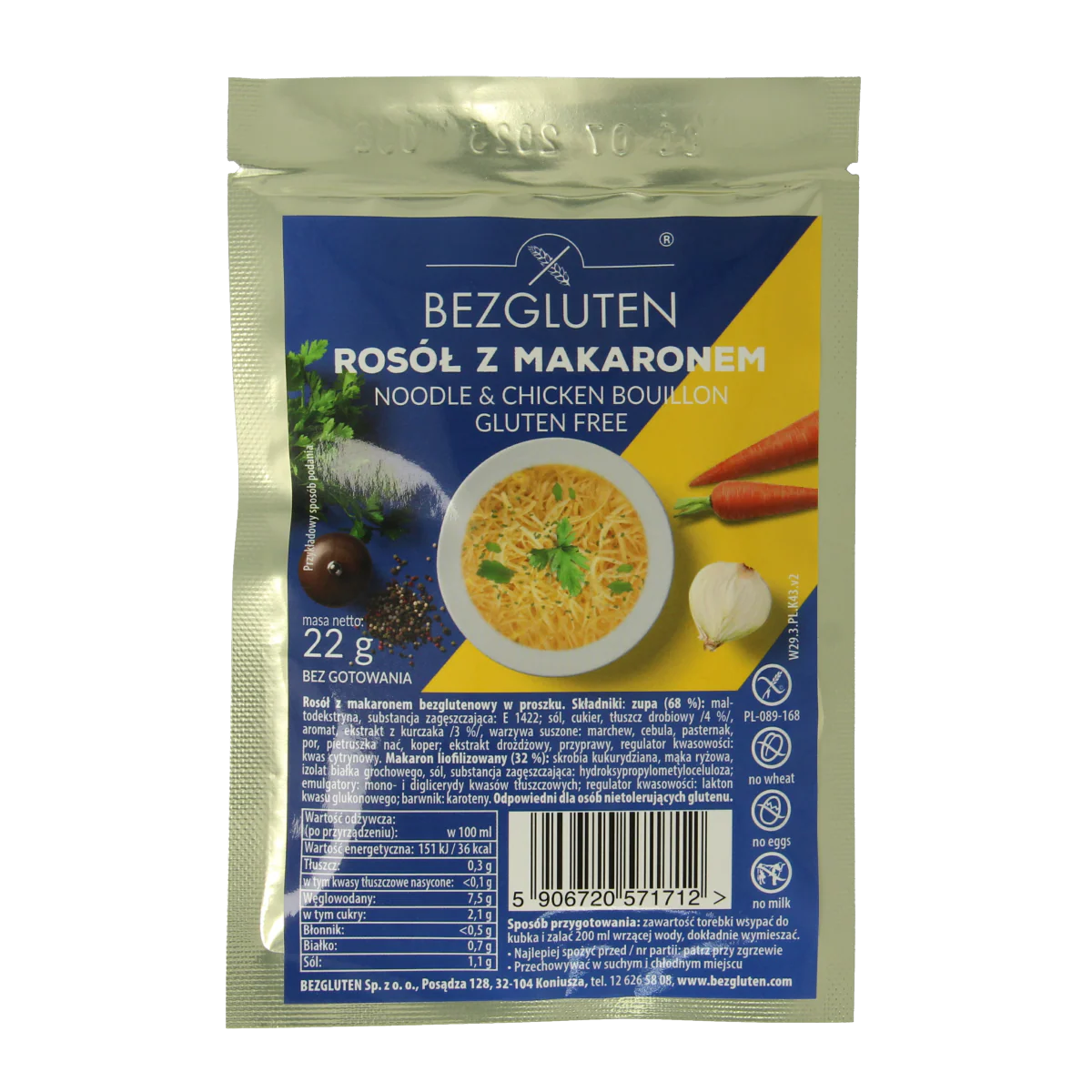 Bezgluten Kippensoep glutenvrij 22.00 Gram