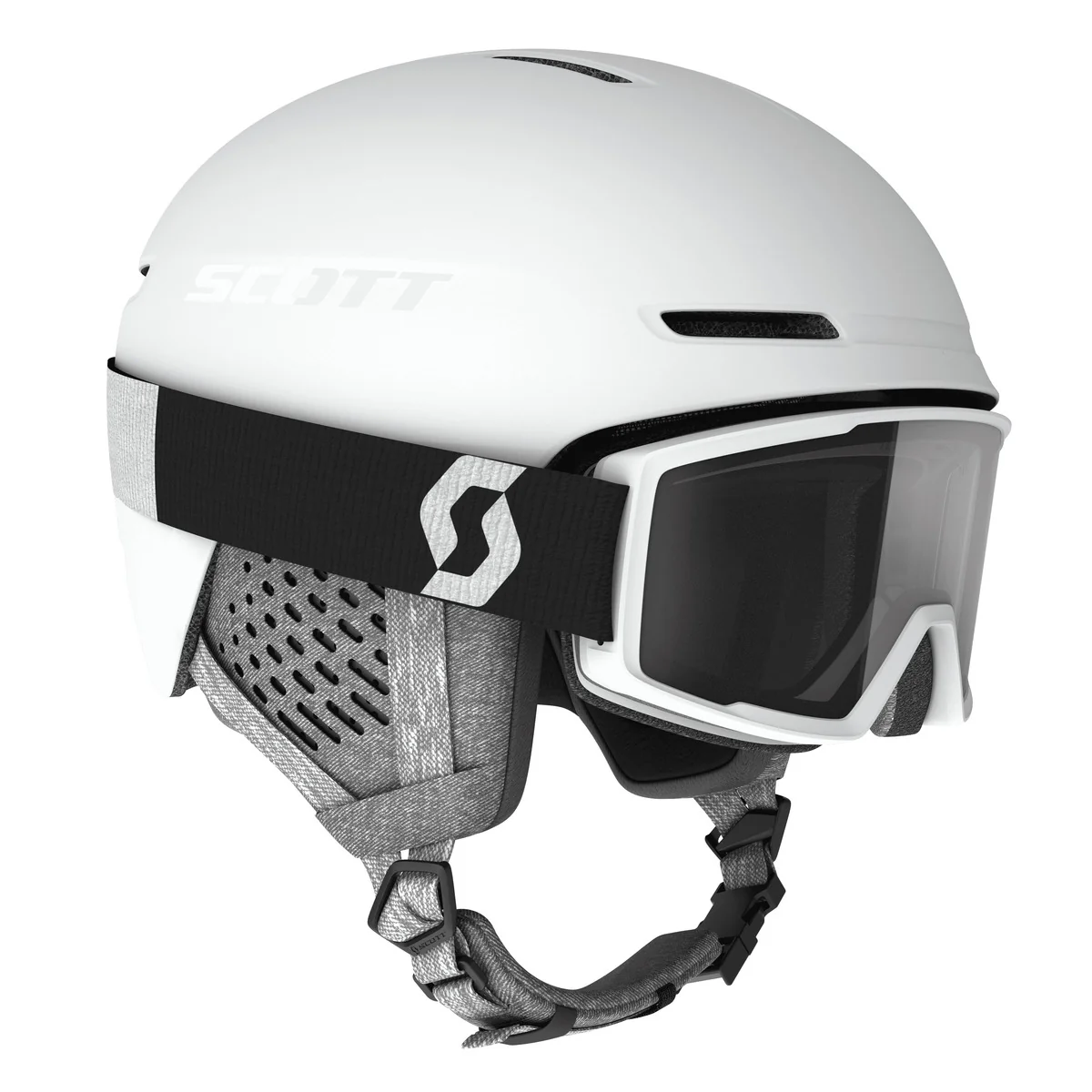 Scott Track Plus + Factor Pro Skihelm met Skibril Set – Wit