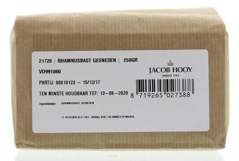 Jacob Hooy Rhamnusbast vuilboombast gesneden 250.00 Gram