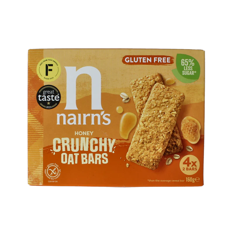 Nairns Crunchy oat bars honey glutenvrij 160 Gram