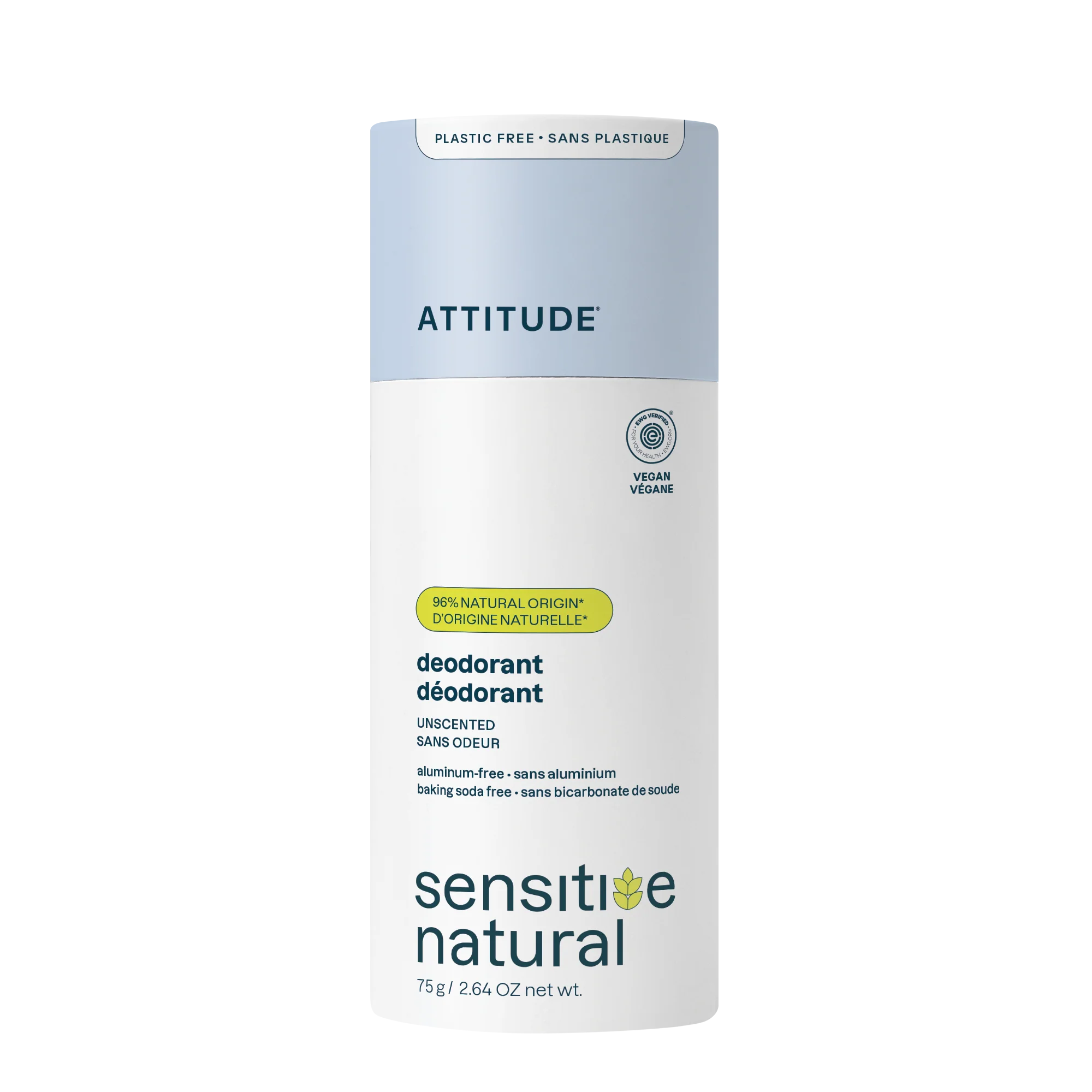 Attitude Deodorant baksoda vrij parfumvrij super leaves 75 Gram