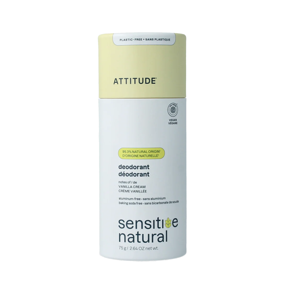 Attitude Deodorant baksoda vrij vanilla creme super leaves 75.00 Gram