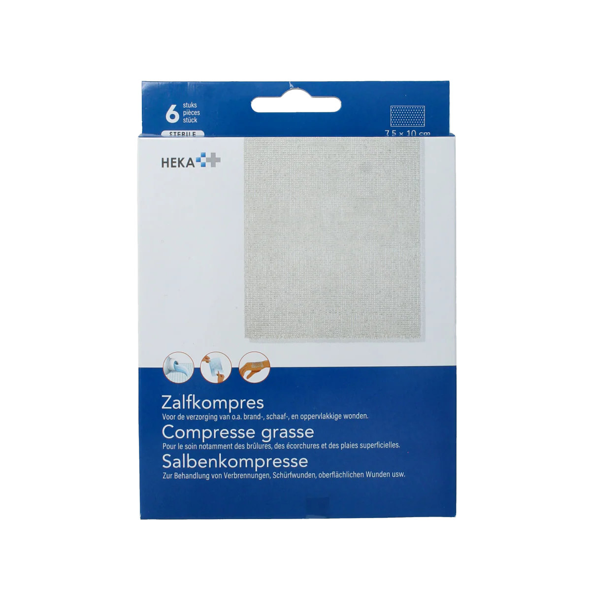 Heka Zalfcompres 7.5 x 10cm steriel 6.00 Stuks