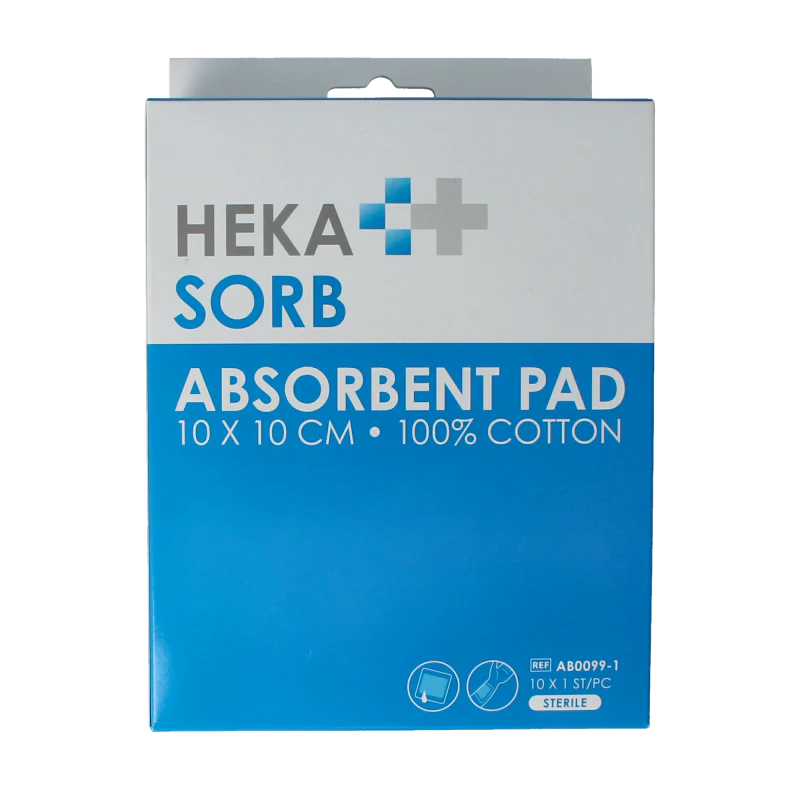 Hekasorb Absorberend verband 10x10cm steriel 10 Stuks