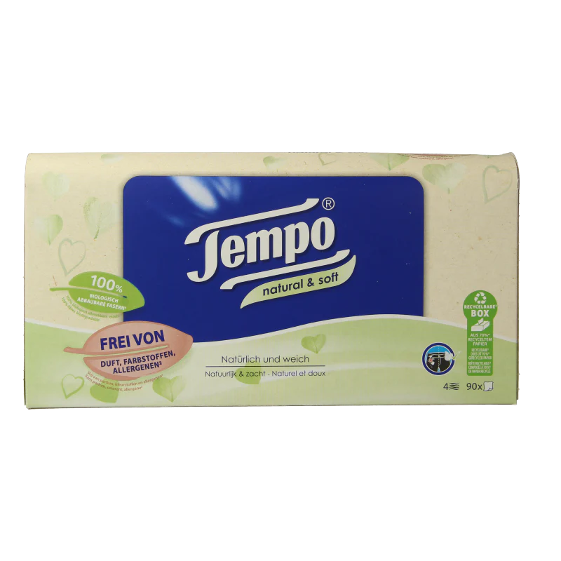 Tempo Tissue box natural & soft 4-laags 90.00 Stuks