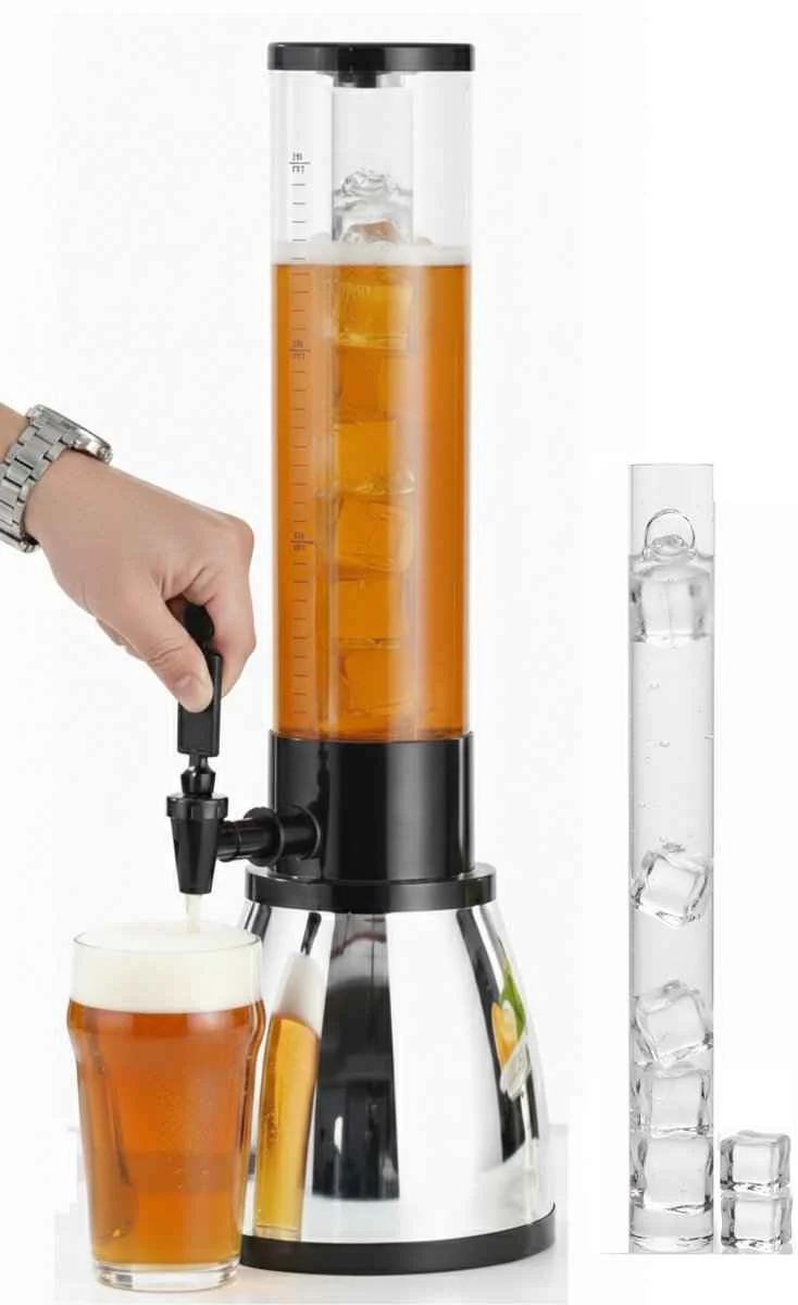 Cheffinger Drankdispenser met IJsblokjesreservoir en Tapkraan – 1,5L – Voor Frisdrank, Water, Sap en Cocktails – Perfect voor Feestjes en BBQ’s