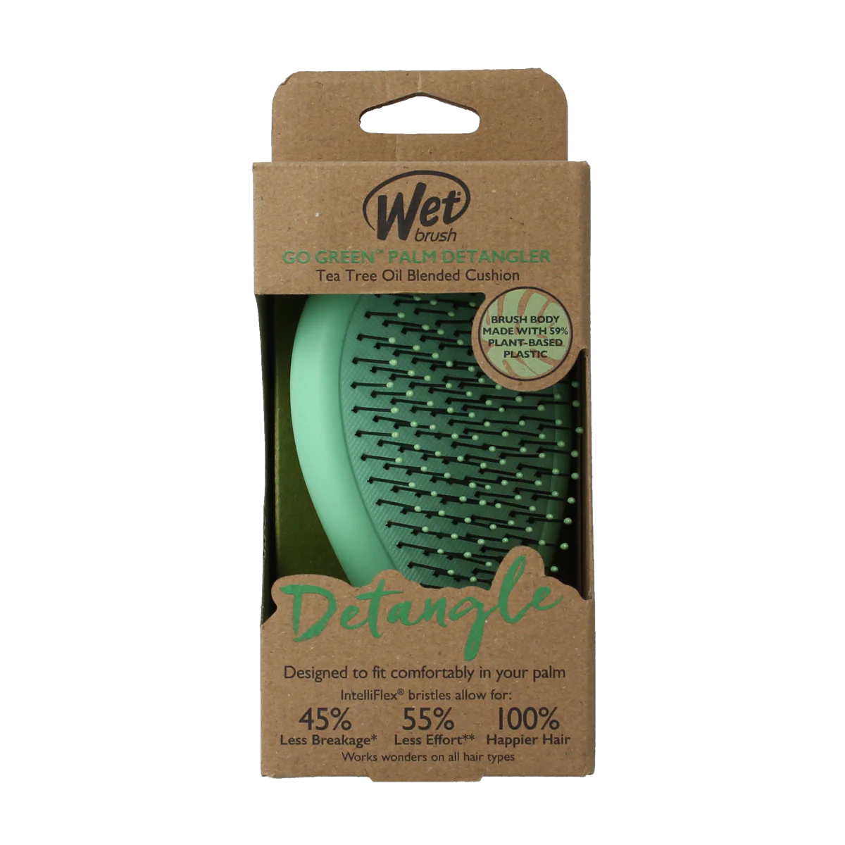 Wet Brush Go green palm detangler green tea tree oil 1.00 Stuks