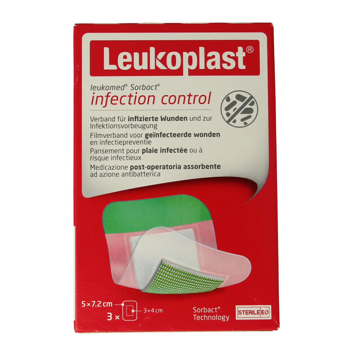 Leukomed Sorbact infection control 5 x 7.2cm 3.00 Stuks