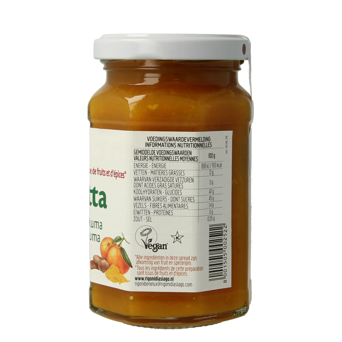 Fiordifrutta Mandarijn & kurkuma jam bio 260.00 Gram
