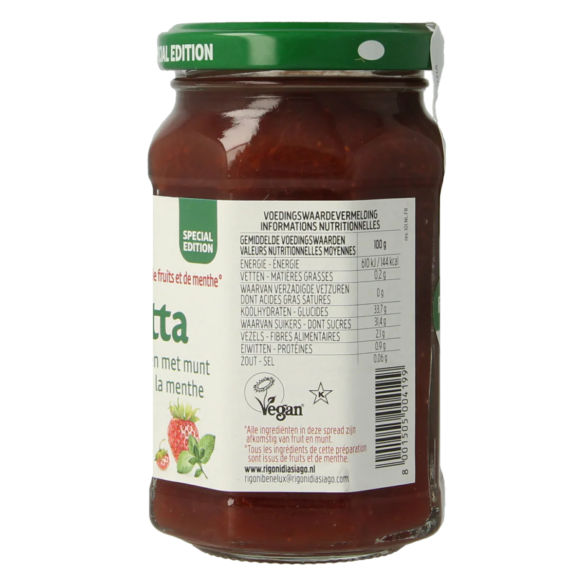 Fiordifrutta Aardbeien en wilde aardbeien met munt jam bio 250.00 Gram