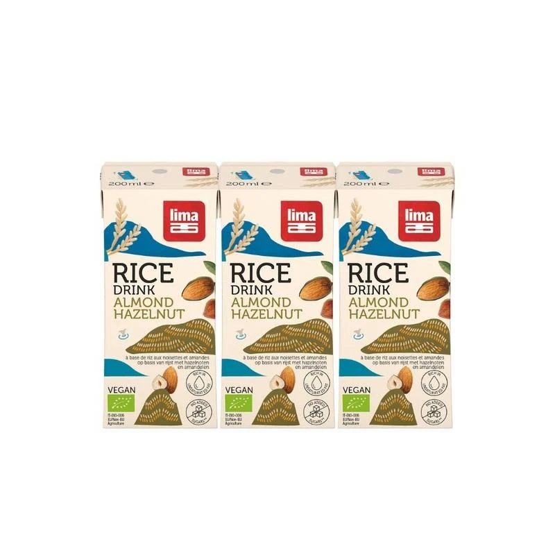 Lima Rice drink hazelnoot-amandel 200ml bio 3 Stuks