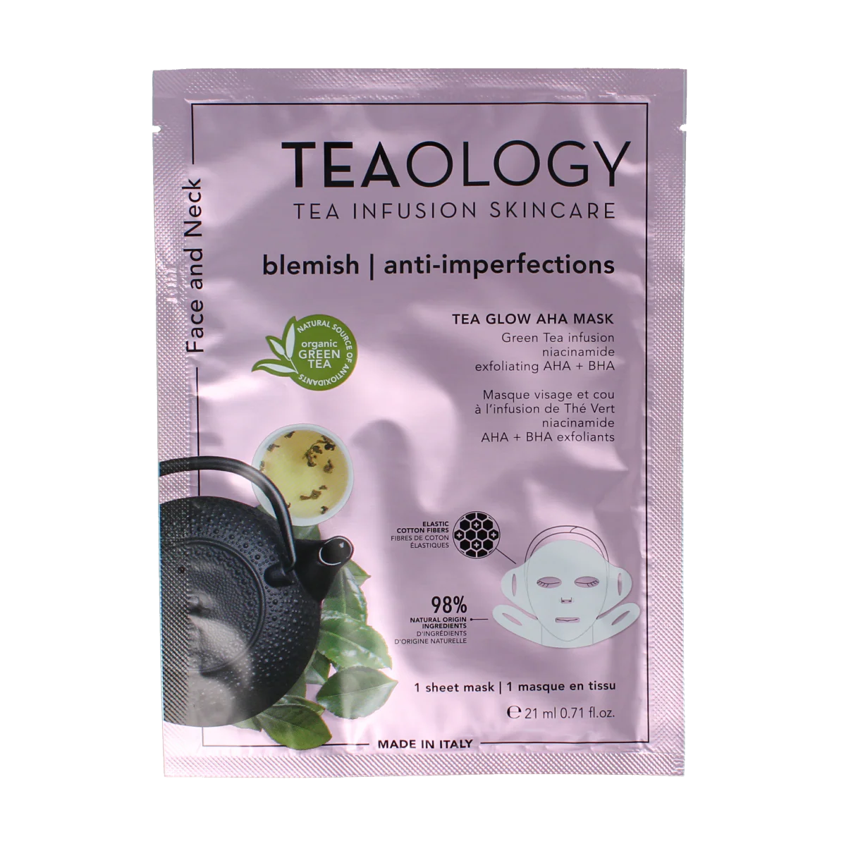 Teaology Tea glow aha mask purifying 1.00 Stuks