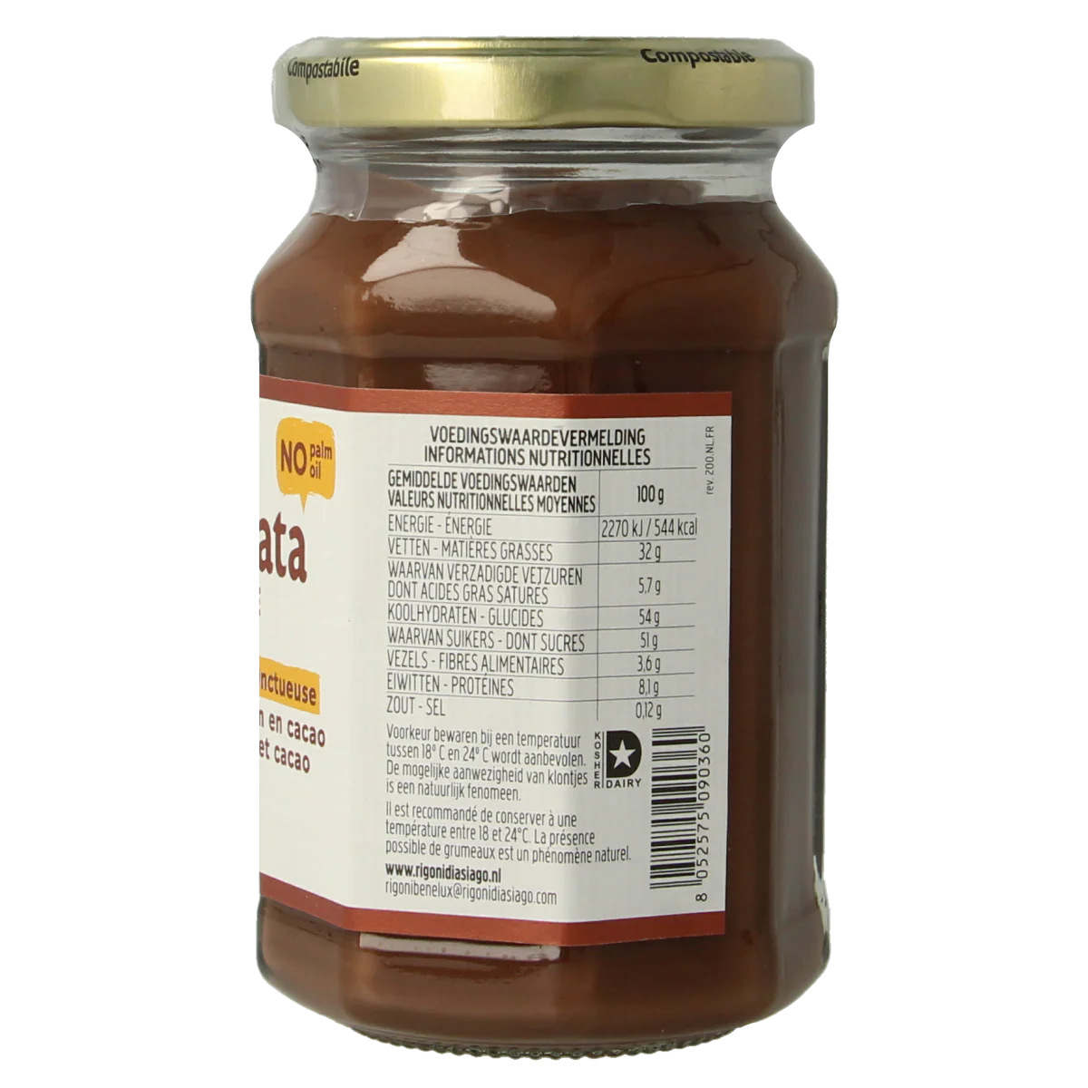 Nocciolata Chocolade hazelnootpasta bio 250.00 Gram
