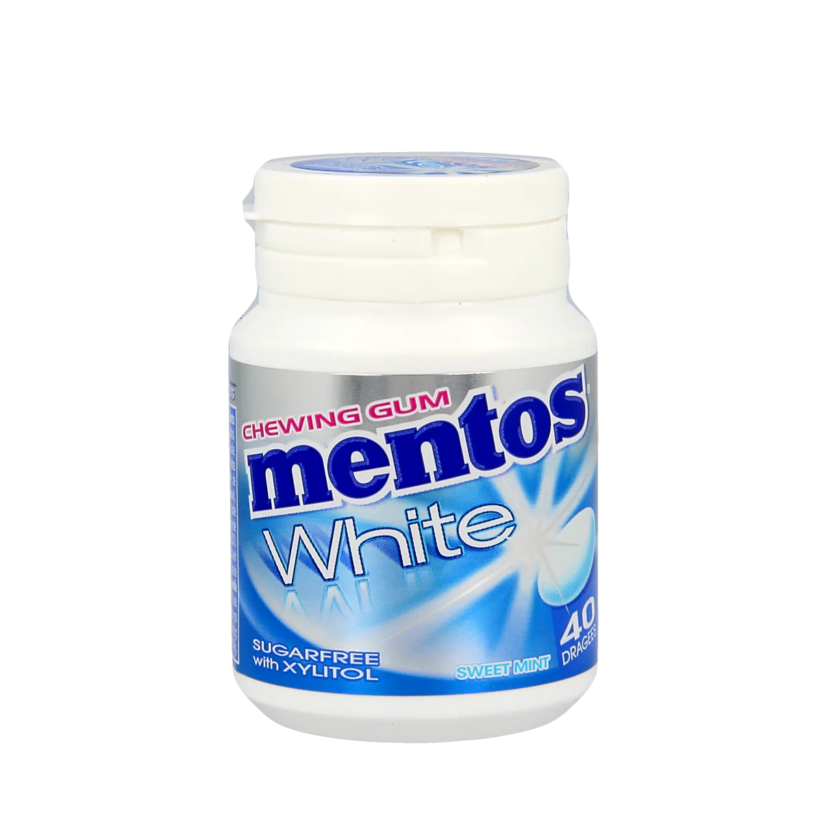 Mentos Gum sweetmint white pot 40.00 Stuks
