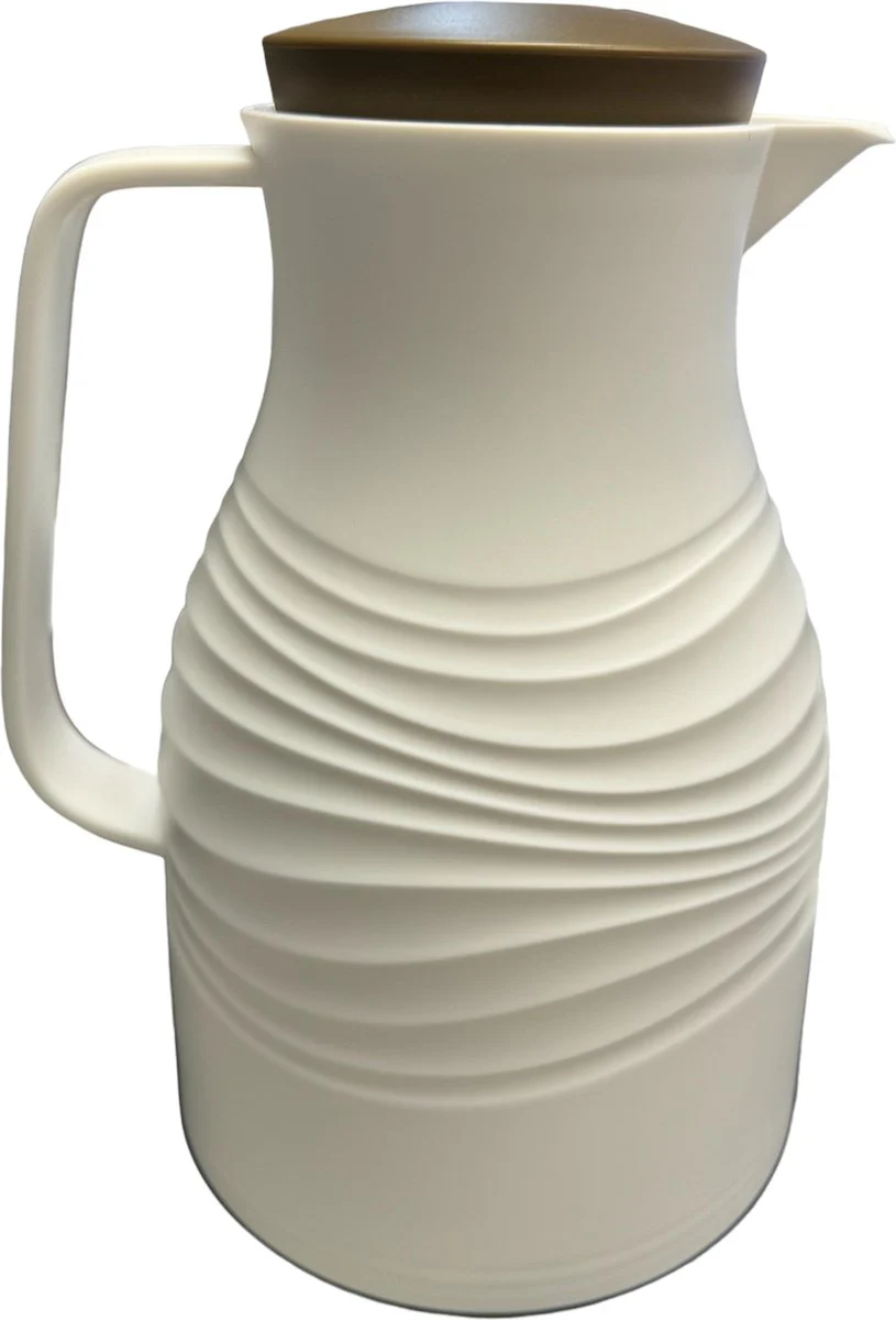 Kadirelli Thermoskan 1L – Wit/Bruin – Themosfles