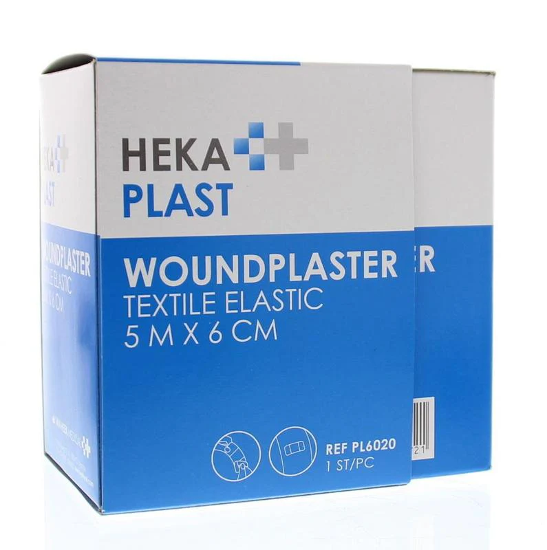 Hekaplast Pleister dispenser rol 5m x 6cm textiel 1 Stuks
