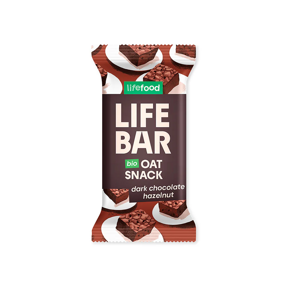 Lifefood Lifebar oatsnack pure chocolade hazelnoot bio 40.00 Gram