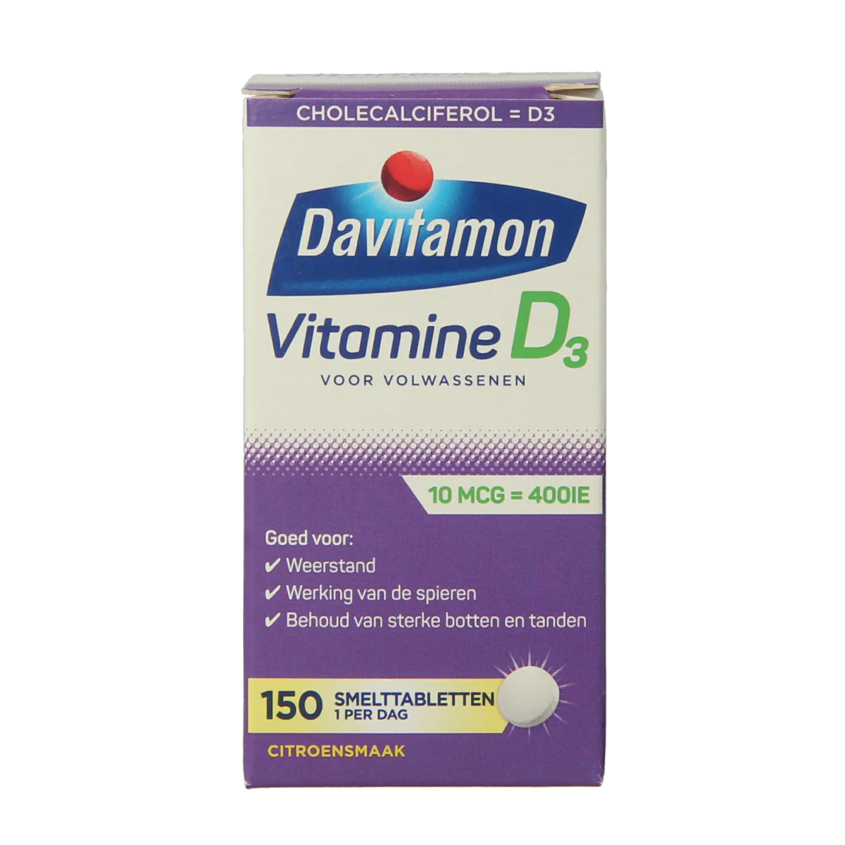 Davitamon Vitamine D volwassenen smelttablet 150.00 Tabletten
