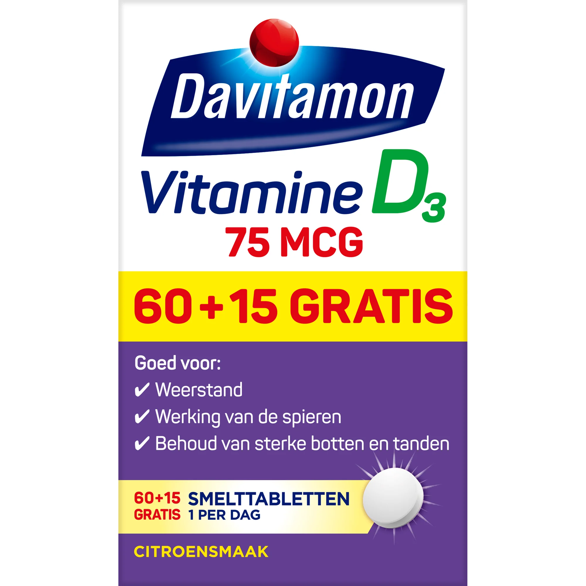 Davitamon Vitamine D 75mcg 75 Smelttabletten