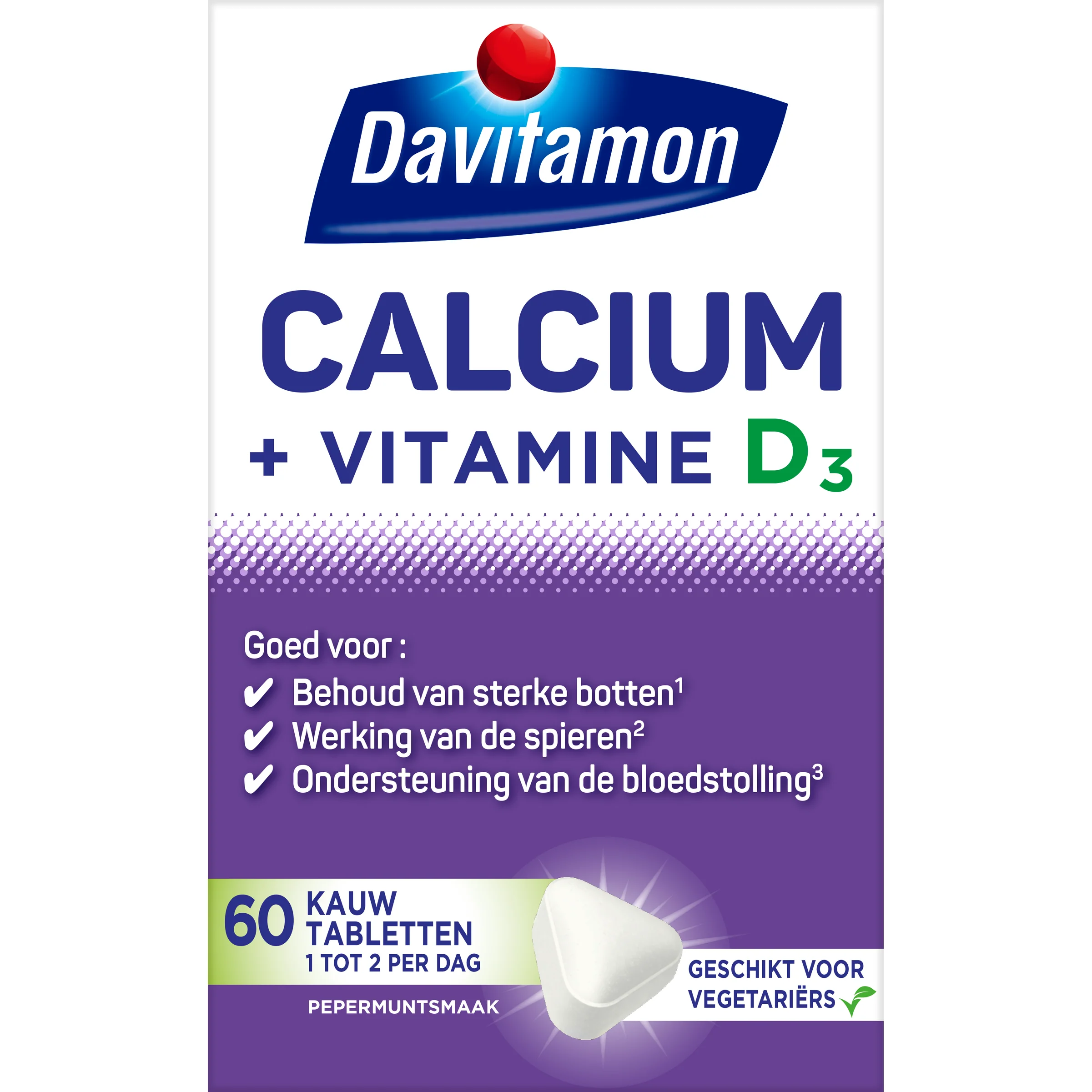 Davitamon Calcium & D3 mint 60.00 Kauwtabletten