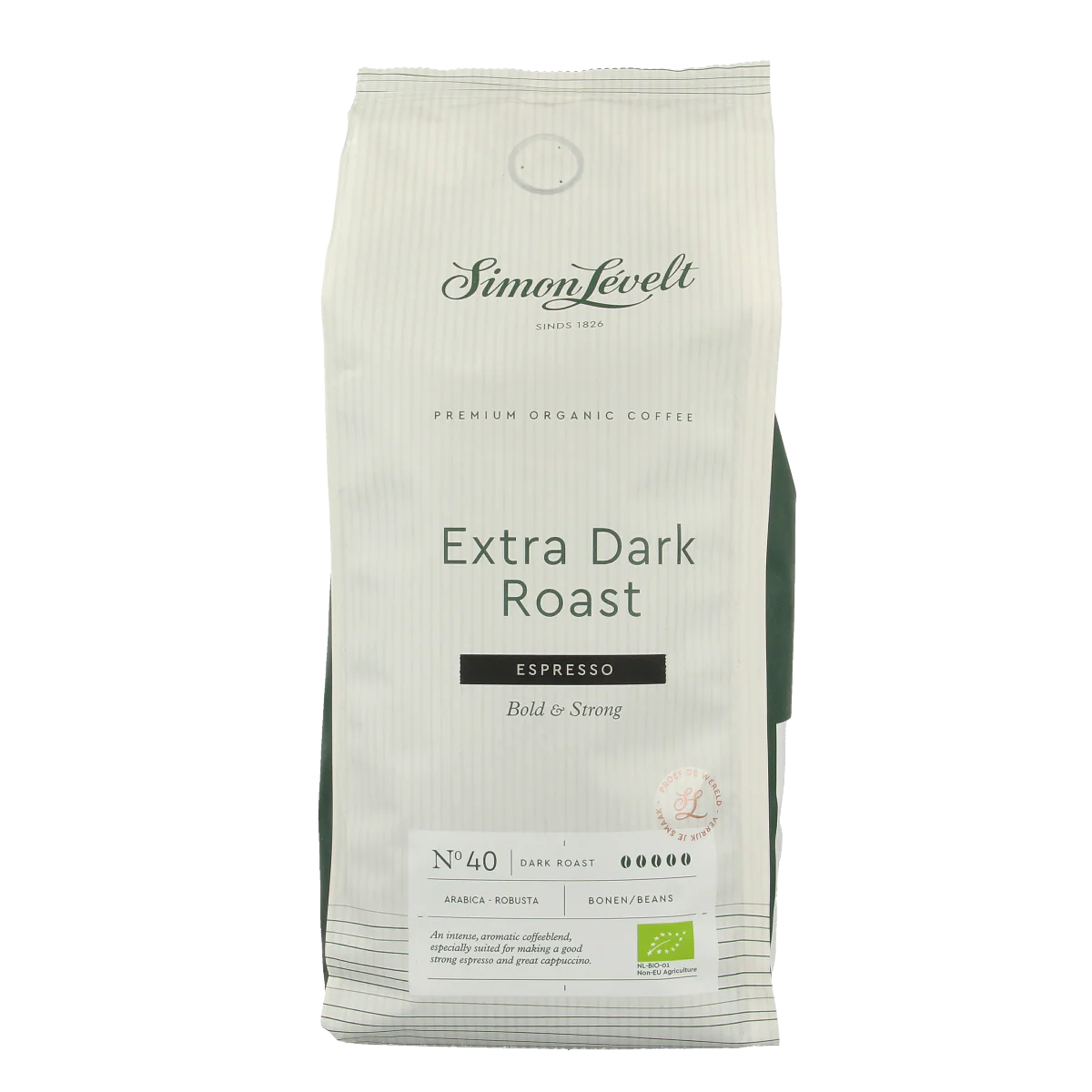 Simon Levelt Cafe N40 espresso extra dark roast bio 500.00 Gram