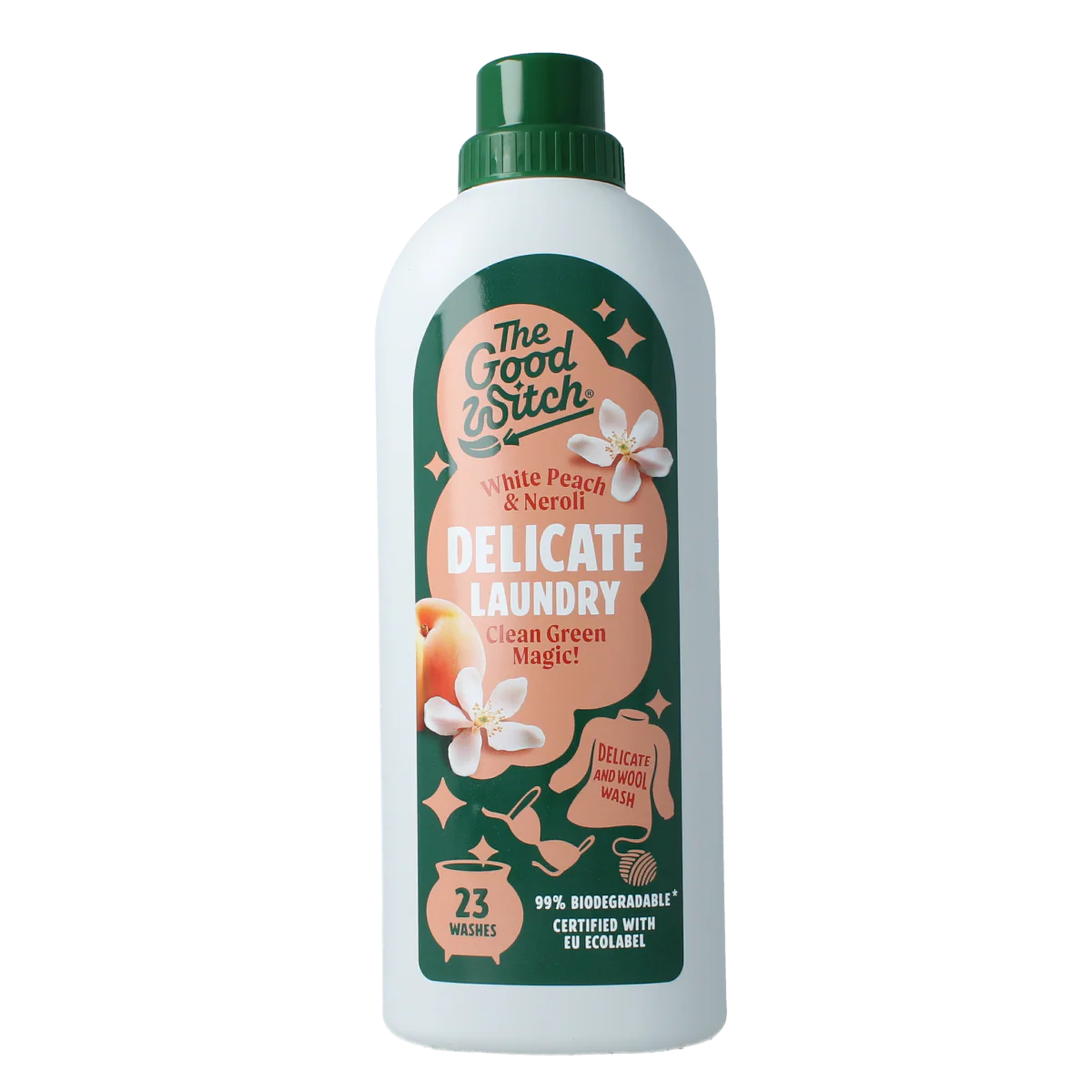 The Good Witch Wasmiddel wol/fijn witte perzik 1.00 Liter