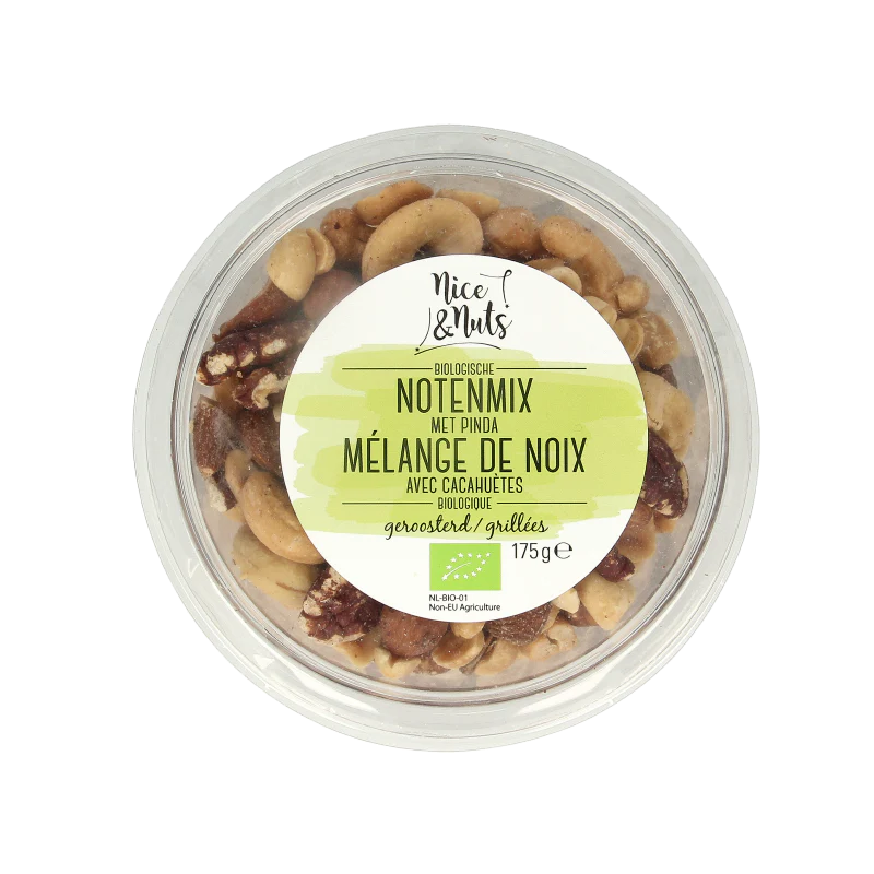Nice & Nuts Notenmix met pinda zonder zeezout geroosterd bio 175 Gram