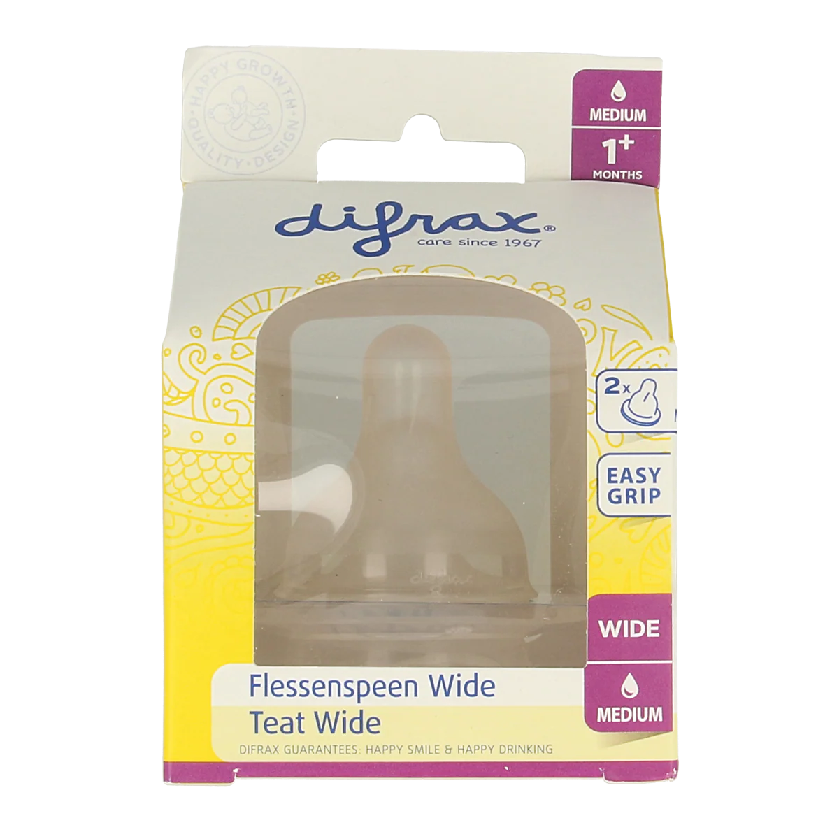 Difrax Flesspeen soft breed medium 2.00 Stuks