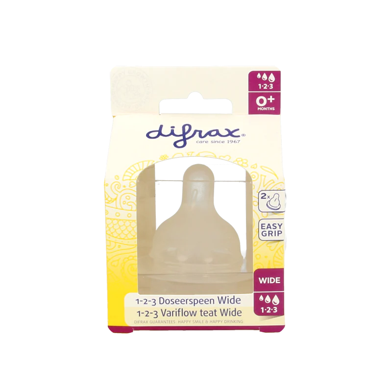 Difrax Flesspeen soft breed 1-2-3  2 Stuks