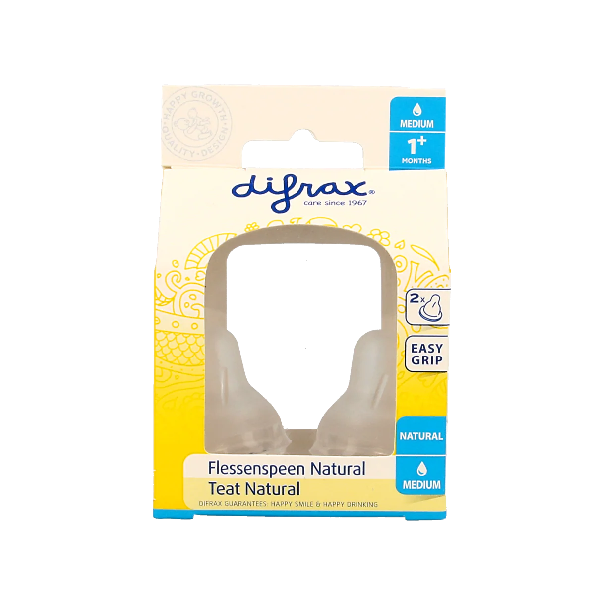 Difrax Flesspeen medium natural 2.00 Stuks