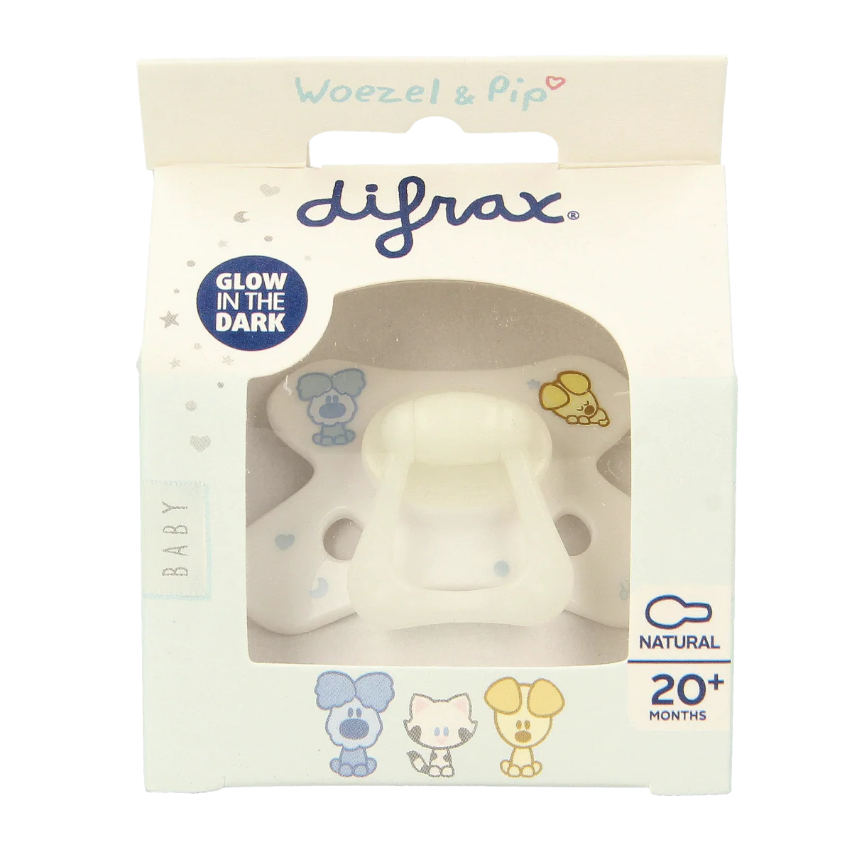 Difrax Fopspeen natural 20+ maanden Woezel & Pip 1.00 Stuks
