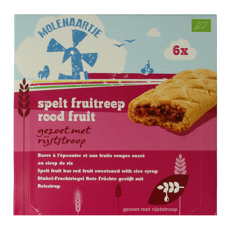 Molenaartje Spelt fruitreep rood fruit bio 180 Gram
