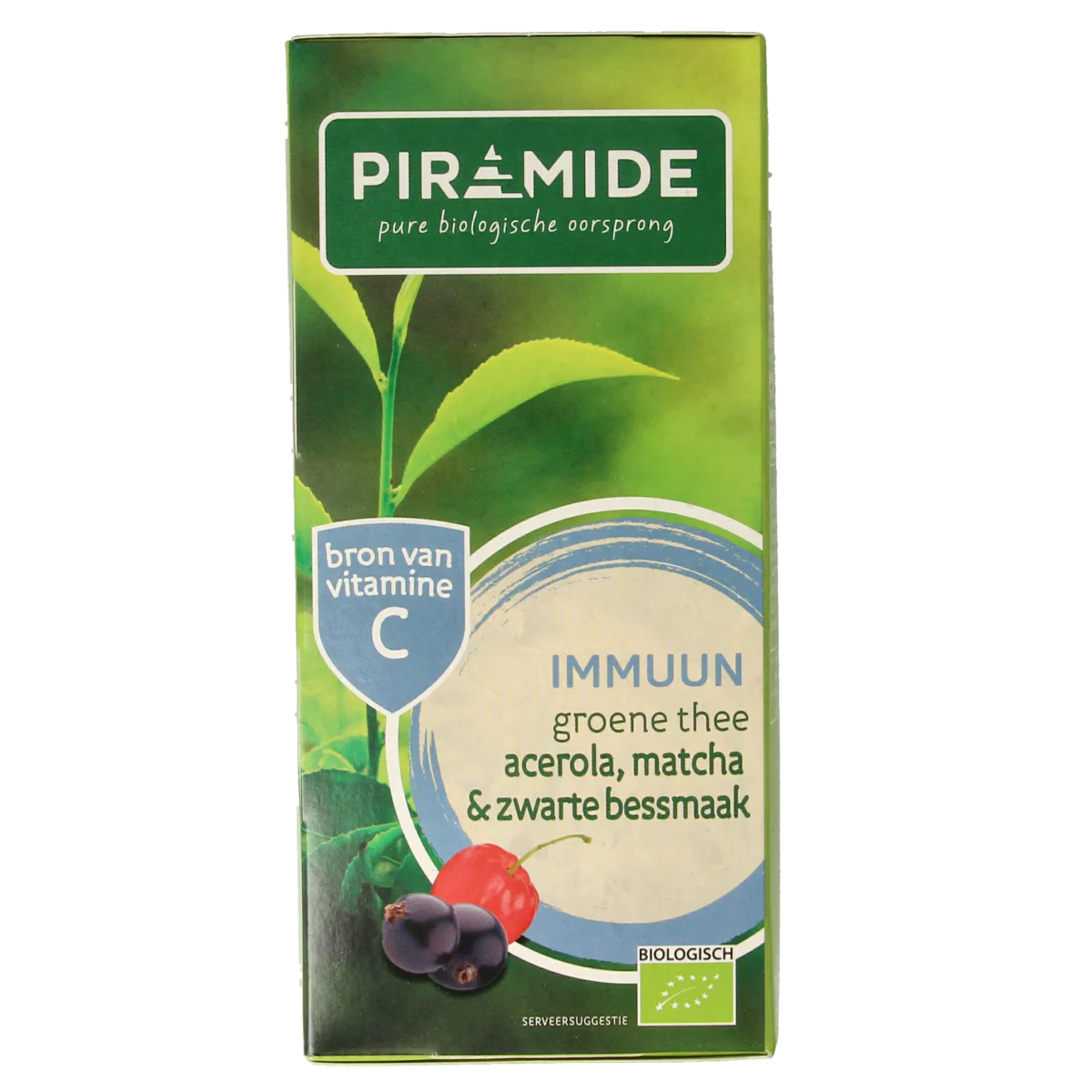 Piramide Immuun groene thee acerola matcha & zwarte bes bio 20.00 Zakjes